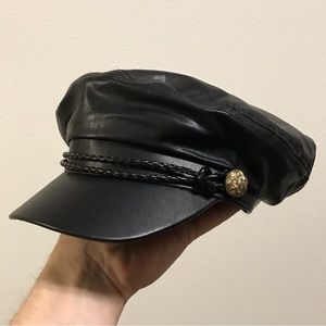 Womens Faux Leather Cabby Hat